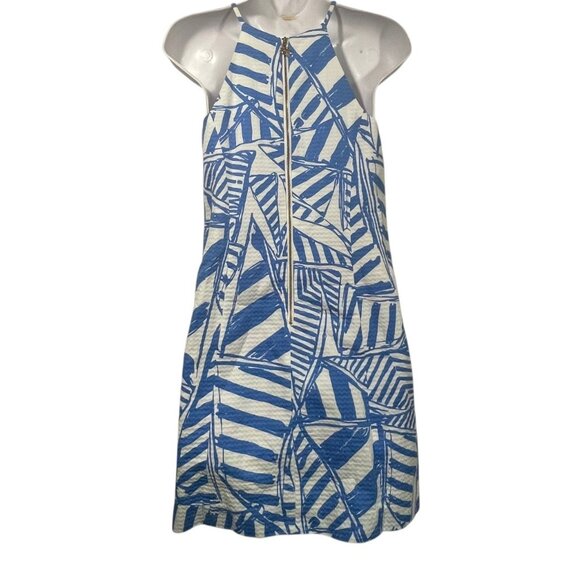 Lilly Pulitzer Annabelle Shift Dress Bay Blue Yacht Sea Print Sz 0 Nautical Prep - Picture 6 of 8